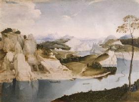 Flusslandschaft mit einem Zeichner 1540