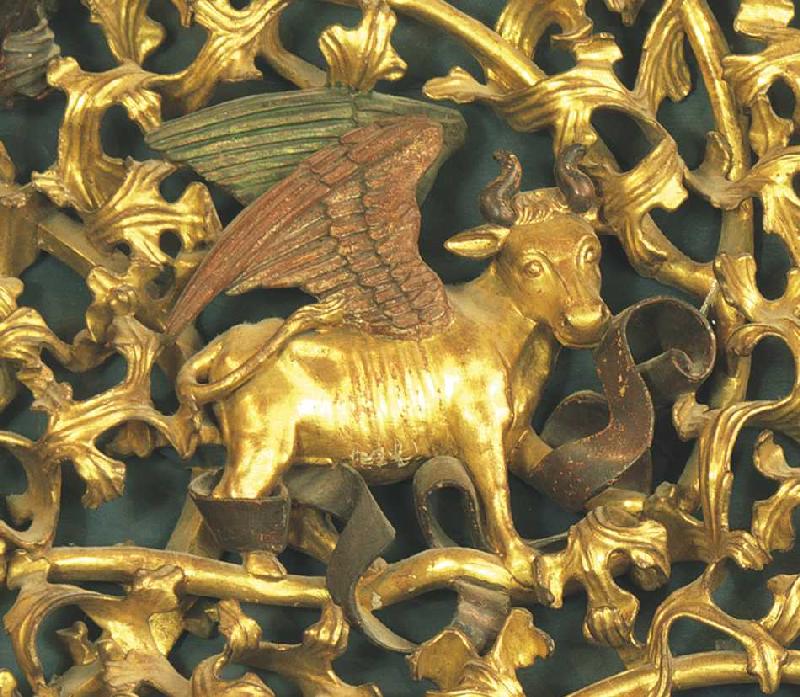 Isenheimer Altar, Detail: Stier, Evangelistensymbol des Lukas von Niklaus von Hagenau