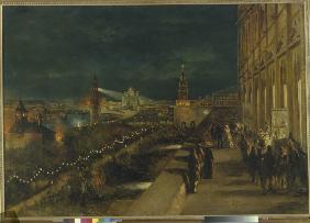 Festbeleuchtung in Moskau anlässlich des Krönungsfeiers des Kaisers Alexander III. am 15. Mai 1883 1883