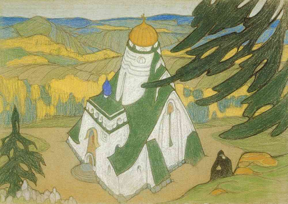 Anfang des 20. Jahrhunderts Zeichnung von Nikolai Konstantinow Roerich