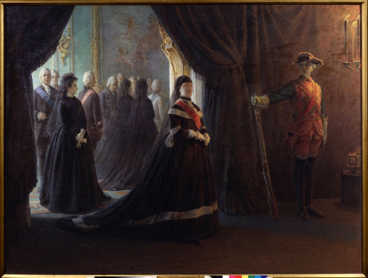 Katharina II. am Sarge der Kaiserin Elisabeth Petrowna von Nikolai Nikolajewitsch Ge