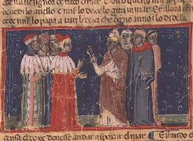 Codex Correr I 383 Pope Alexander III (1105-81) presents a ring to Doge Sebastiano Ziani C19th