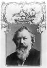Johannes Brahms (1833-97) (b/w photo set in a decorative card surround) 17th
