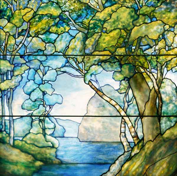 A Leaded Glass Landscape Window By Tiffany Studios, 1916 von 