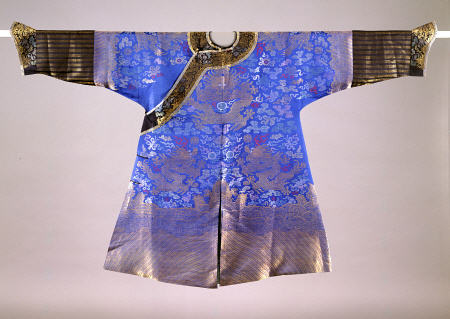A Blue-Ground Brocade Dragon Robe, Late 19th Century von 
