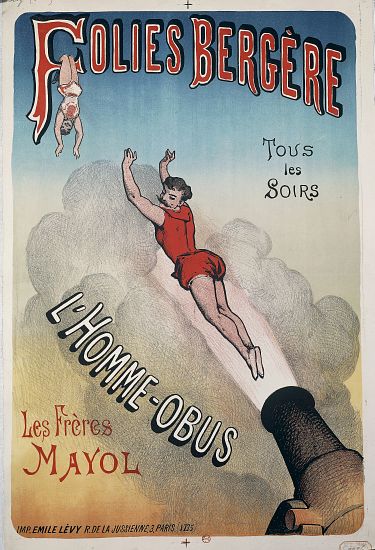 Advertisement for show of cannon man von 