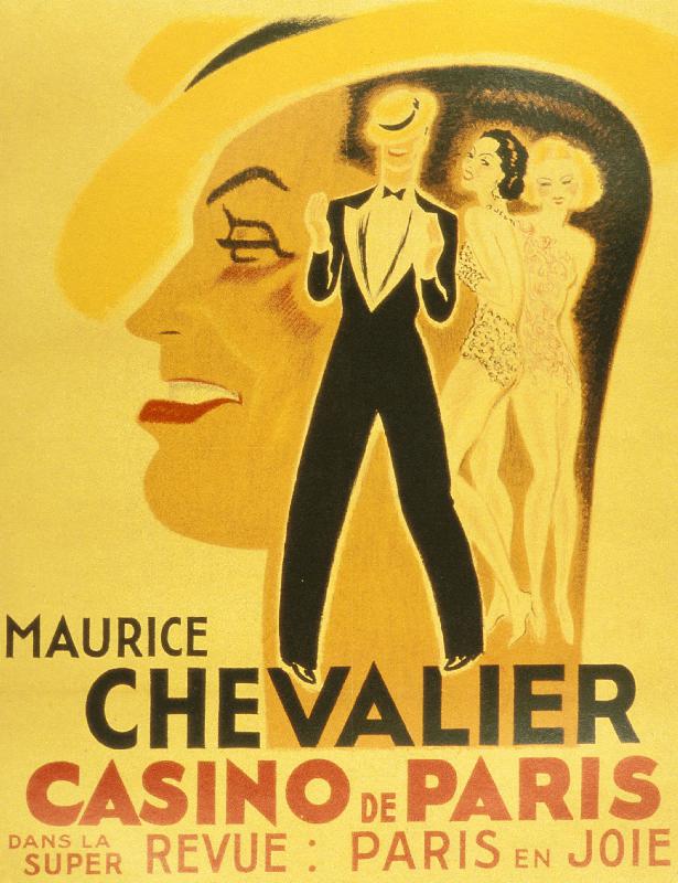 Affiche pour la revue Paris en Joie au Casino de Paris dans laquelle chante Maurice Chevalier en 193 von 