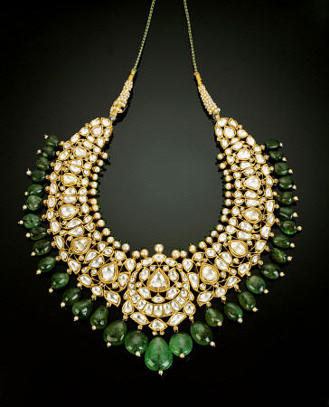 An Antique Diamond, Emerald And Enamel Necklace von 