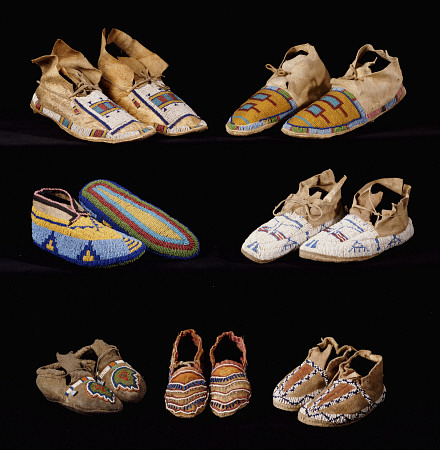 An Assortment Of Arapaho, Crow, Western Sioux, Apache And Blackfeet Adult And Child''s Beaded Hide M von 