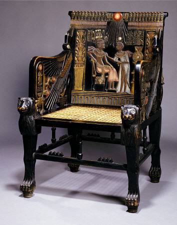 An Ebonized And Painted Replica Of The Throne Of Tutankhamun, 1920s von 