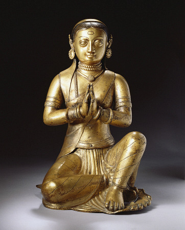 A Nepalese Embossed Gilt-Copper Figure Of A Worshipping Queen, Early 18th Century von 