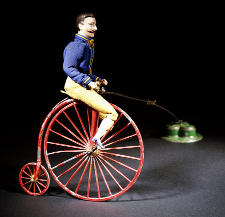 A Rare Clockwork  ''Blondin'' Cyclist -Painted Lead Figure, von 