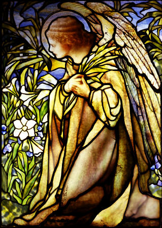 A Stained Glass Window Of An Angel By Tiffany Studios von 