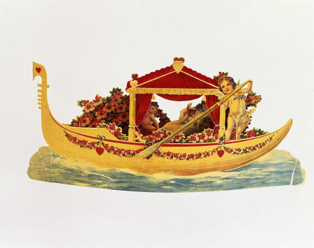 A Three Dimensional Valentine Card Of A Gondola Rowed By A Cupid With A Princess Underneath A Paper von 