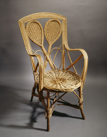 A Wicker Chair, Circa 1900, The Back Modelled As A Pair Of Crossed Lawn Tennis Rackets von 