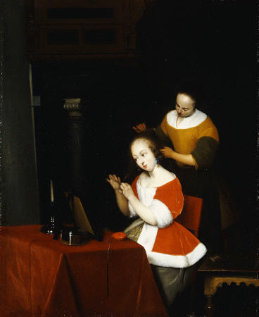 A Young Lady Having Her Hair Combed By A Maid von 