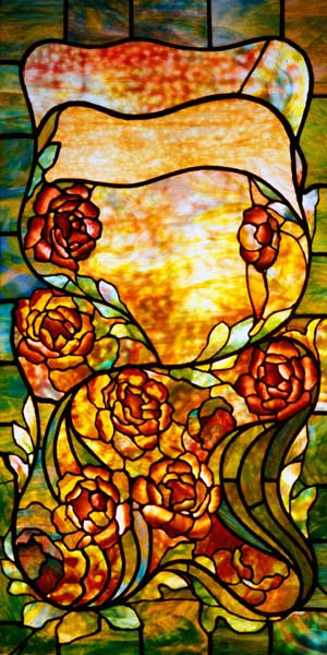 A Leaded Favrile Glass ''Peony'' Window Screen By Tiffany Studios von 