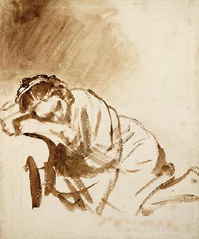 A Young Woman Sleeping (Hendrijke Stoffels)  c. 1654