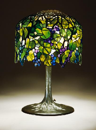 An Important Grape Leaded Glass And Bronze Table Lamp By Tiffany Studios