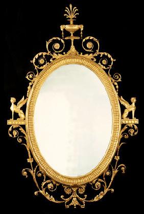 A George III Giltwood Mirror After Design By Robert Adam (1728-1792)