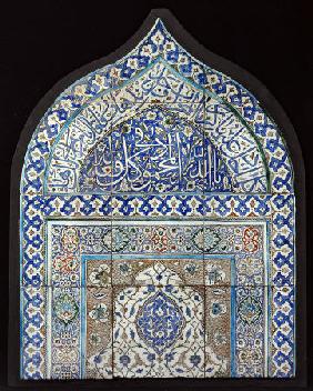 An Important Diyarbekir Tile Mihrab Of Ogival Arched Form Comprising Twelve Tiles, C