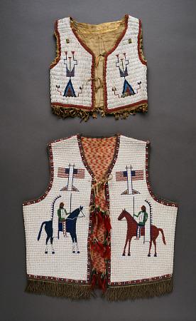 A Plains Beaded Hide Child''s Vest And A Sioux Pictoral Beaded Vest