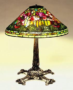 A ''Poppy'' Leaded Glass And Bronze Table Lamp