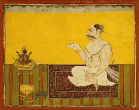 A Portrait Of Raja Kirpal Of Basohli,  Circa 1690