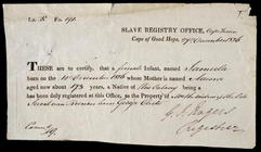 A Slave Registration Certificate, Cape Town, 27 December 1826 (pen and ink on paper) 1375
