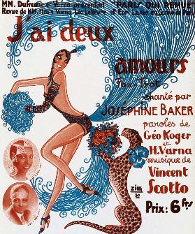 Affiche de spectacle : J'ai deux amours, chanté par Josephine Baker chanté par