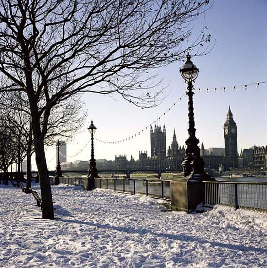 Big Ben, Westminster Abbey and Houses of Parliament in the Snow von 