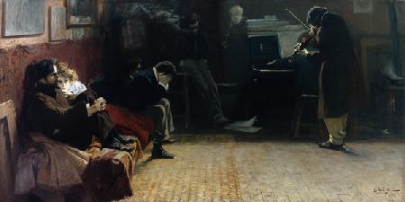 Beethoven - Atelierraum mit zuhörenden Personen 1900/1909