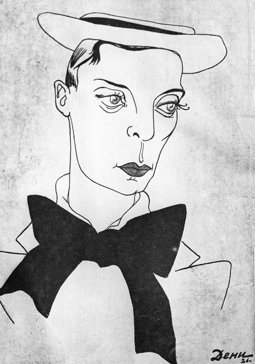 Caricature on American comedy actor and film director Buster Keaton von 