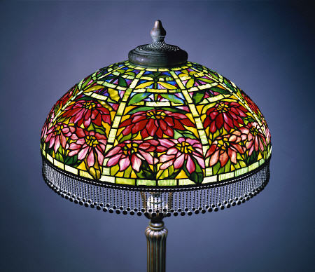 Detail From A Poinsettia Leaded Glass And Bronze Floor Lamp By Tiffany Studios von 