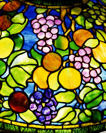 Detail From The Shade Of An Important ''Fruit'' Leaded Glass And Bronze Table Lamp von 