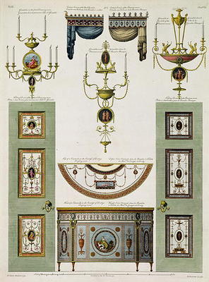 Designs for curtain cornices, girandoles and folding doors, 1774, by Robert Adam (1728-92) (and deta von 