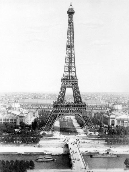 end of the building of the Eiffel Tower in Paris for World Fair in Paris 1889 , here photographed at von 