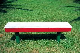 Empty wooden bench in garden (photo) 