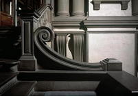 Entrance Hall, detail of staircase designed by Michelangelo Buonarroti (1475-1564) in 1524-34 and co 1851