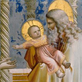 Giotto, Darbringung im Tempel, Ausschn.