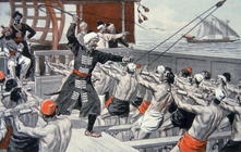 Galley Slaves of the Barbary Corsairs (coloured litho) 1799