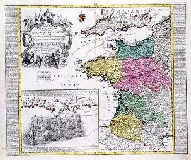 German Map showing English naval attacks on French ports in 1758