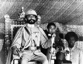 Haile Selassie 1st last emperor of Ethiopia in 1930-1936 and 1941-1974 here on the throne c. 1935