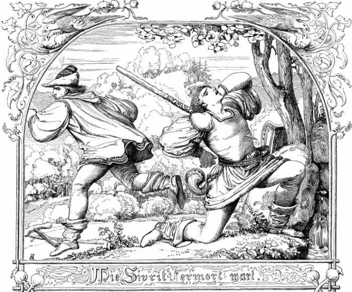 Illustration zum Epos "Nibelungenlied" von 