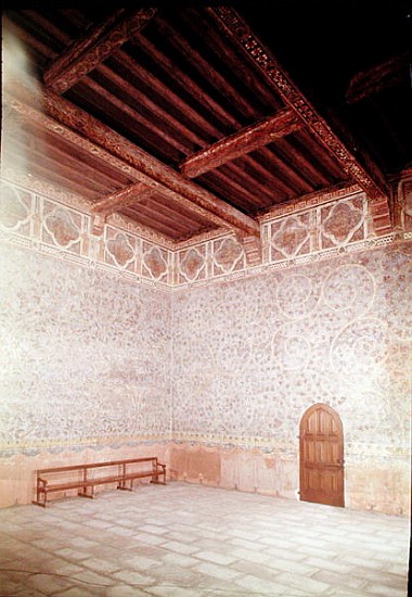 Interior view of the Pope''s bedroom decorated with blue tempera with a foliage pattern, c.1334-62 ( von 