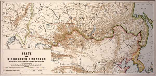 Karte Sibirische Eisenbahn 1898 von 