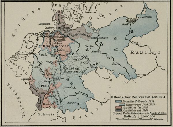Landkarte Zollverein 1834-1901 von 