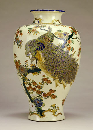 Large Satsumo Ovoid Vase, Meiji Period, Late 19th Century, Signed Satsuma Shosai Within A Large Blue von 