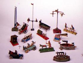 Lithographed Penny Toys with simple mechanisms by different makers including Meier, Distler etc. The 1844
