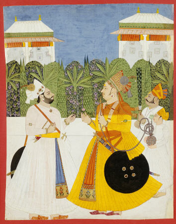 Maharaja Bhim Singh Receiving Maharaja Shiv Singh Nagaur, Circa 1750 von 